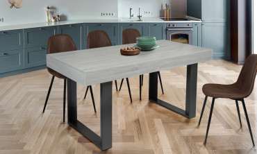 Table à manger extensible bois gris 160cm à 200cm - PHOENIX