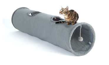 Tunnel pour chat 130x30 cm gris